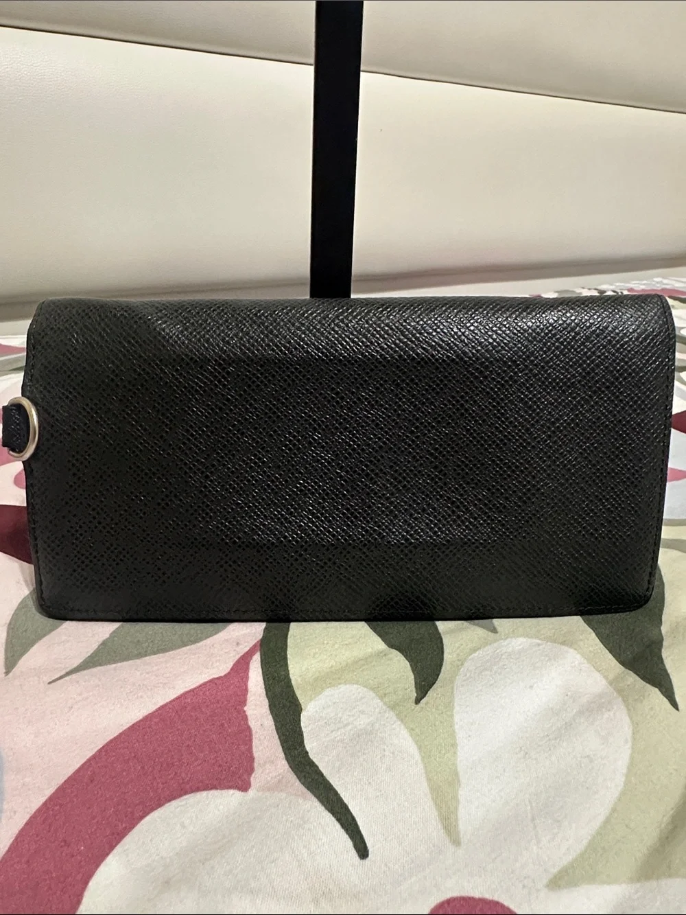 Louis Vuitton Dark Grey/ Almost Black Textured Taiga Leather Wallet